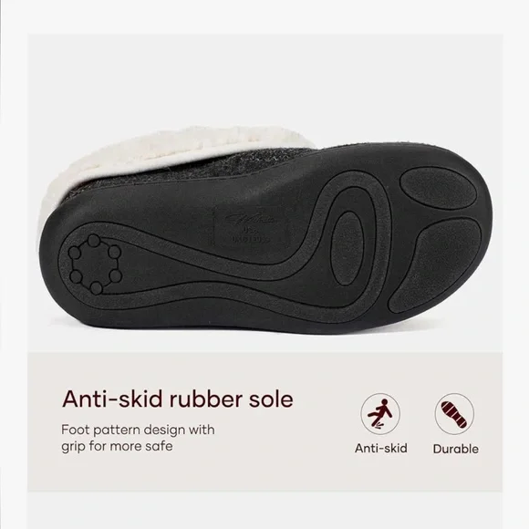NWT Wishcotton Women's Wool Memory Foam Winter Slippers Indoor Outdoor Size 8 - Picture 4 of 8